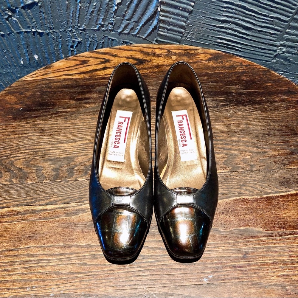 Vintage Italian leather shoes chunky heels size 7